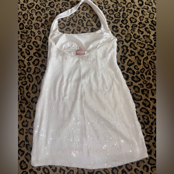 Show Me Your MuMu Samba Mini Dress White Sequin Halter Mini Dress Bridal - Picture 5 of 6